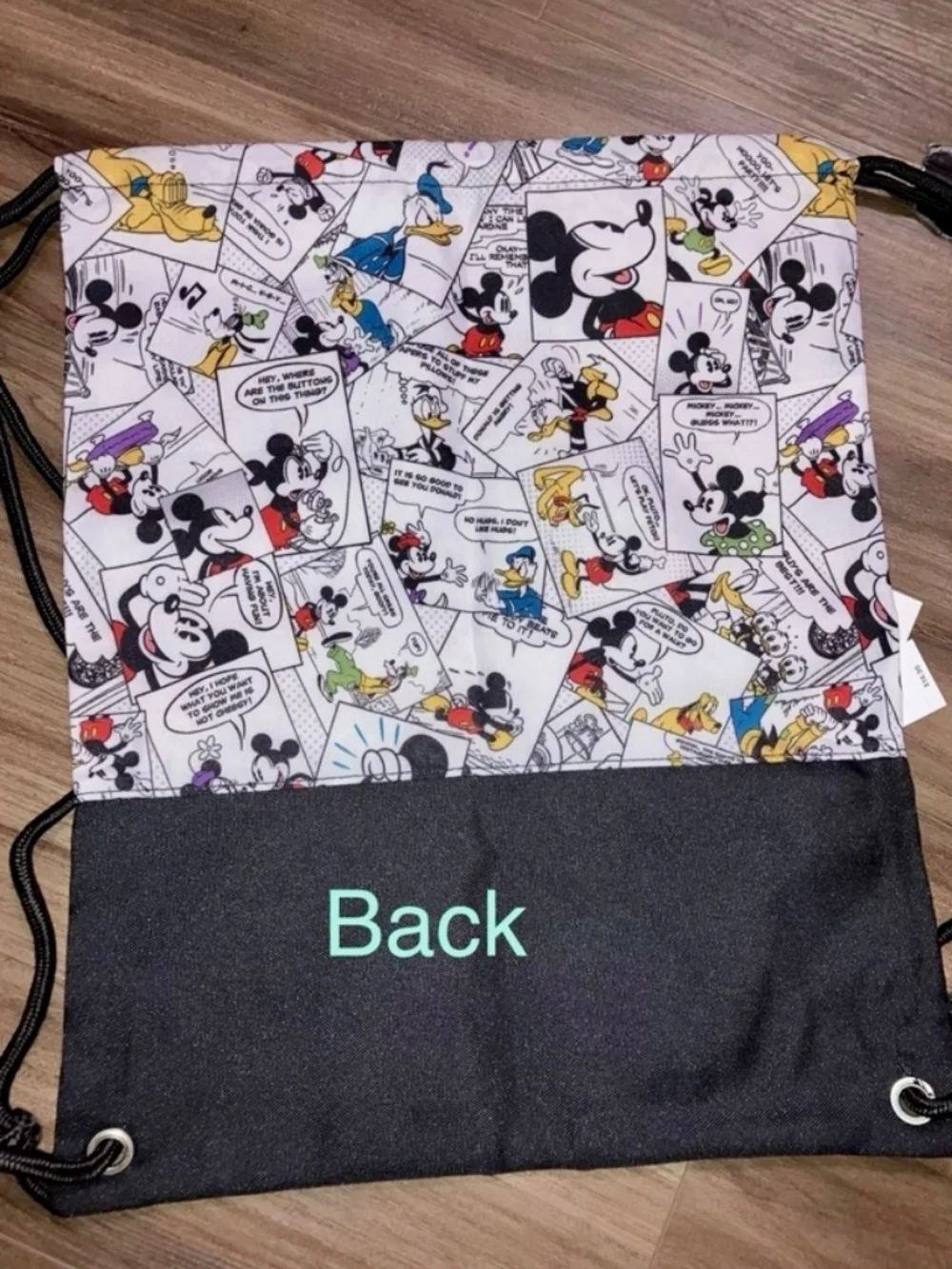 2 Walt Disney World Parks Mickey Mouse Drawstring Backpack $32 Comic Strip BNWT